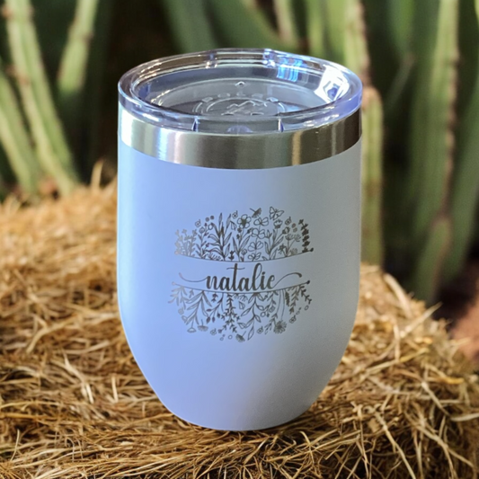 12 oz wine tumbler - Laser engraved & Personalized