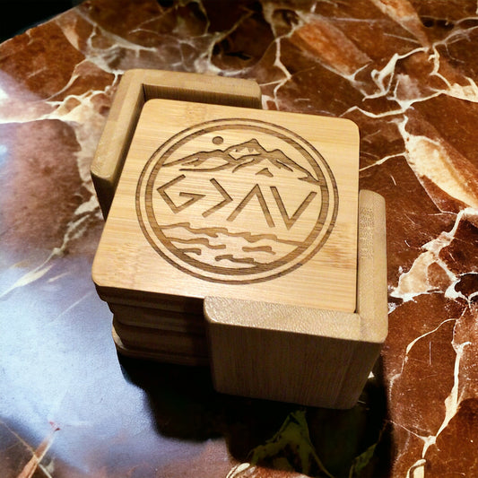 God is Greater Bamboo Coasters